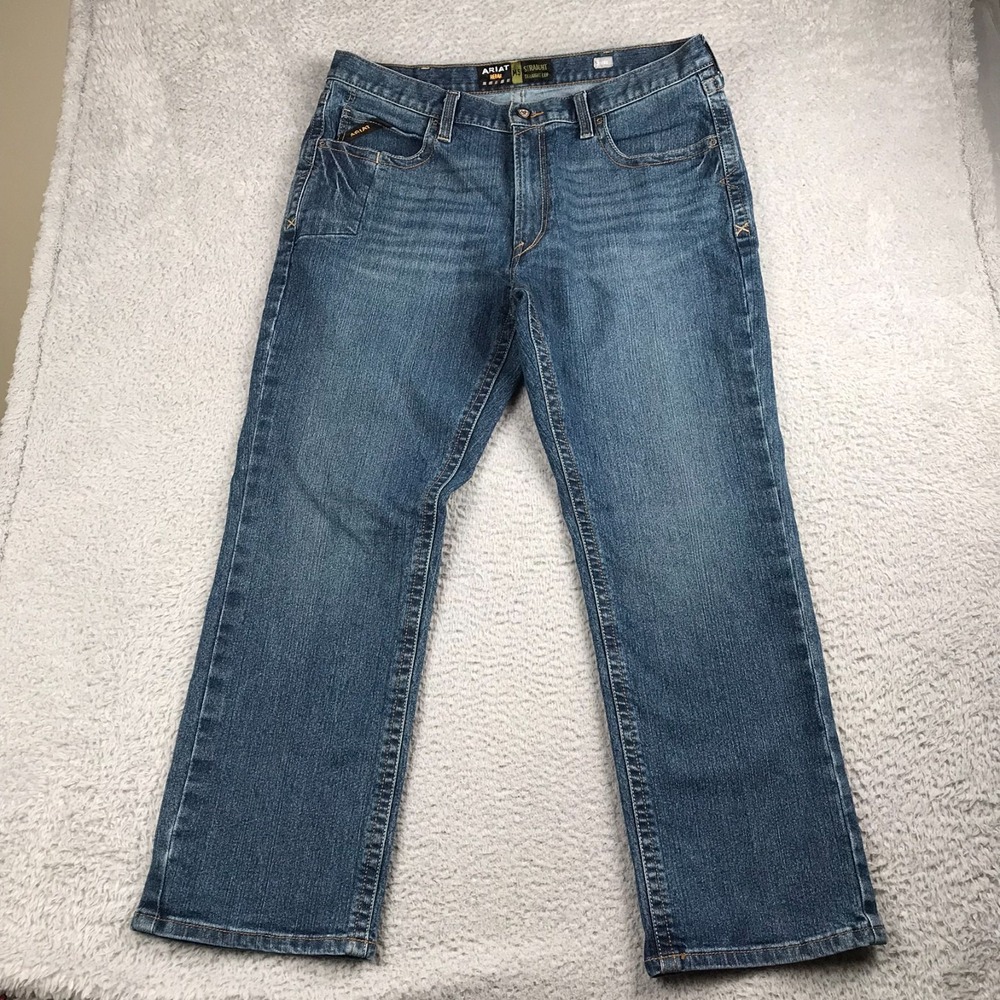 Ariat Rebar Jeans Mens 38 (39x31) M5 Straight Leg‎ Western Cowboy Rodeo Denim